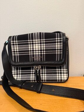 kate spade Black and White Plaid Crossbody Shoulder Bag